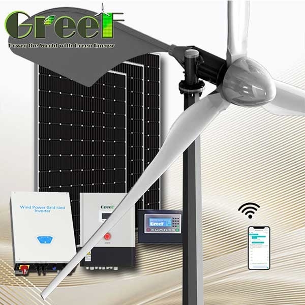 Sistema híbrido solar horizontal 5KW de gerador de turbina eólica da linha central da C.A. da instalação fácil