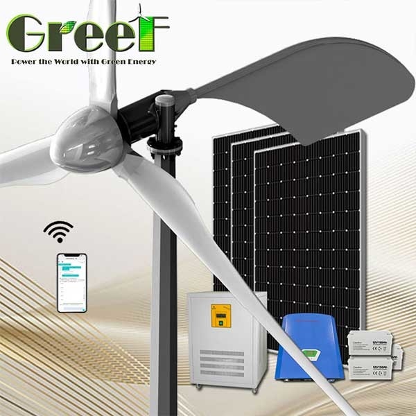 Sistema híbrido solar horizontal 5KW de gerador de turbina eólica da linha central da C.A. da instalação fácil