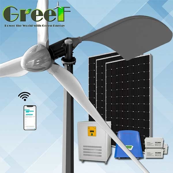 Kit completo de sistema de energia de turbina eólica de eixo horizontal de baixo ruído 1KW 5KW GREEF