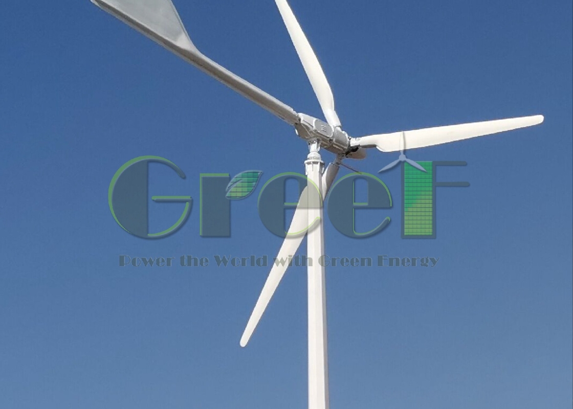 Método de parada automática do travão Turbina eólica horizontal com lâminas de FRP e potência nominal de 5-30 kW