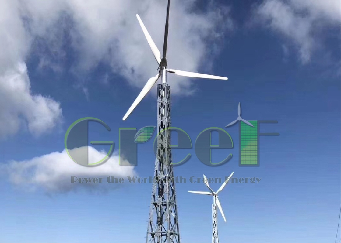 Método de parada automática do travão Turbina eólica horizontal com lâminas de FRP e potência nominal de 5-30 kW
