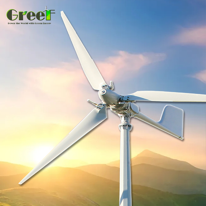 Método de parada automática do travão Turbina eólica horizontal com lâminas de FRP e potência nominal de 5-30 kW