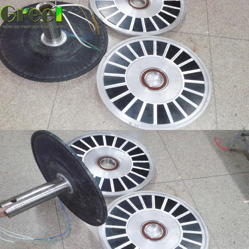 Gerador de ímã permanente sem núcleo de 3 fases 12-450V Faixa de tensão Estrutura do rotor externo