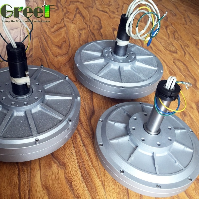 gerador de ímã permanente do disco de 2kw Coreless geração de eletricidade de 3 fases