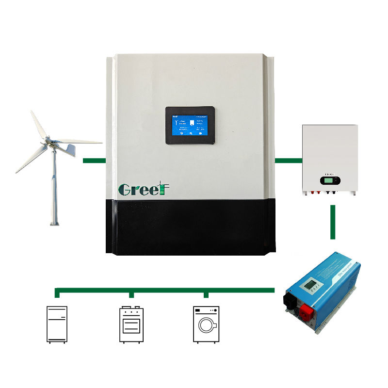 Controlador LCD desligado da rede para turbina eólica ou sistema PMG com corrente nominal de saída 100A/200A/80A/150A e temperatura ambiente -25°C ∼50°C