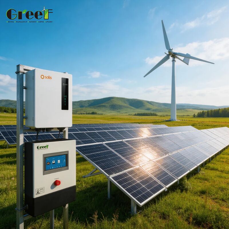 95% de eficiência Sistema solar híbrido com controlador MPPT e altitude operacional de 4000m para uso doméstico e comercial