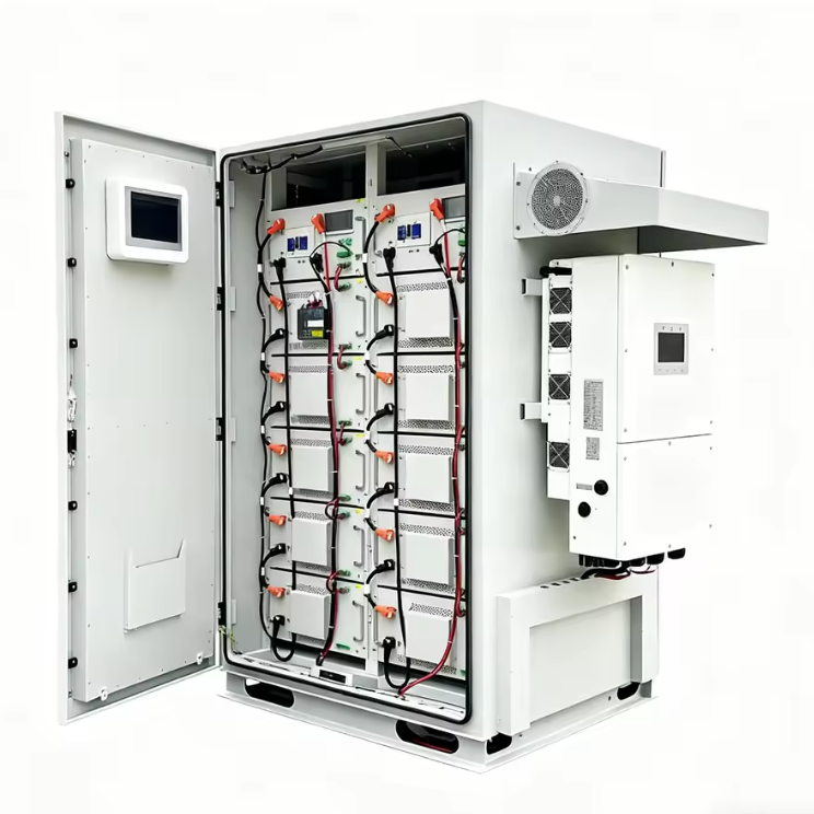 Armário de bateria externo com nível de proteção IP54, armazenamento de energia modular escalável, bateria de lítio, resfriamento de ar industrial
