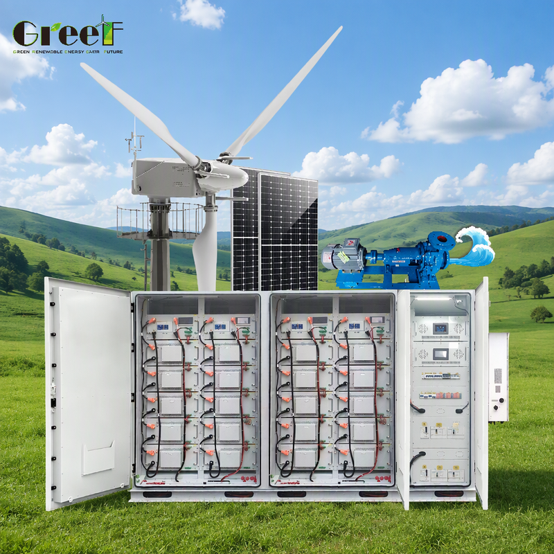 Sistema Híbrido Solar de Capacidade 100-3000kW e Sistema Híbrido Solar Eólico com Bateria de Lítio LiFePO4 e Grau de Proteção IP65