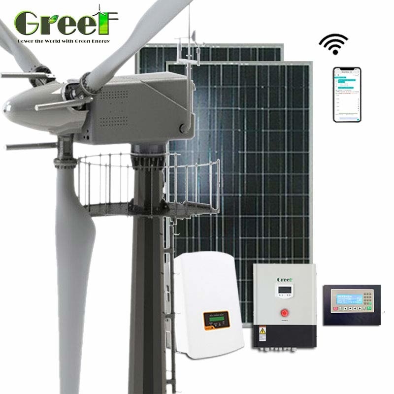 Baixa energia da velocidade do começo fora das lâminas de turbina eólica híbridas solares 30kw do controle de passo da grade