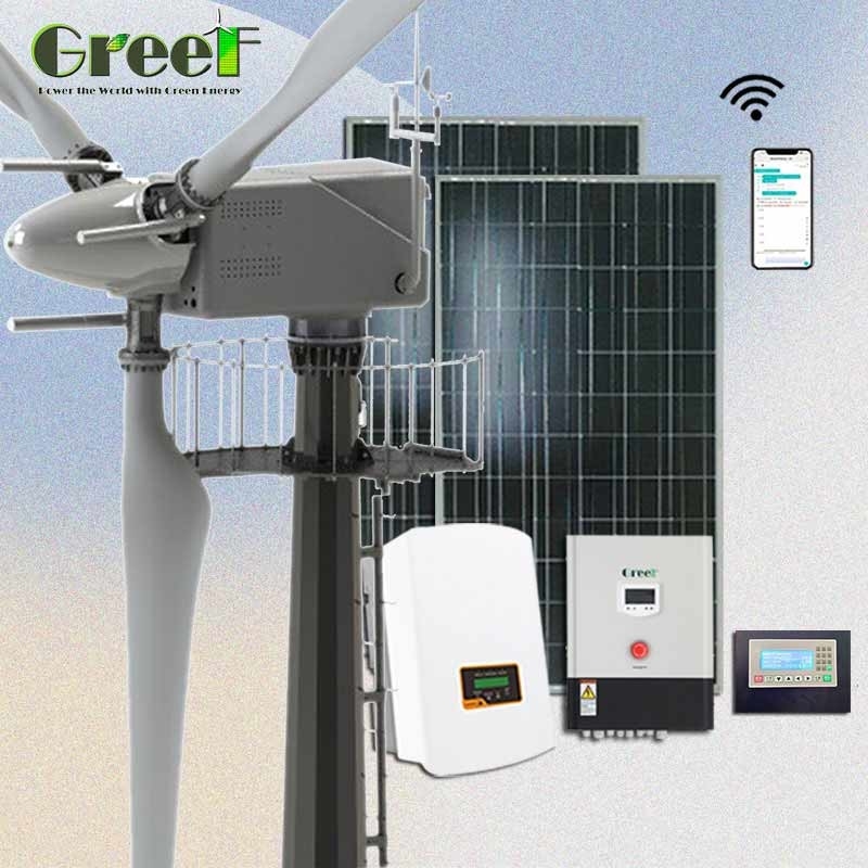 Baixa energia da velocidade do começo fora das lâminas de turbina eólica híbridas solares 30kw do controle de passo da grade
