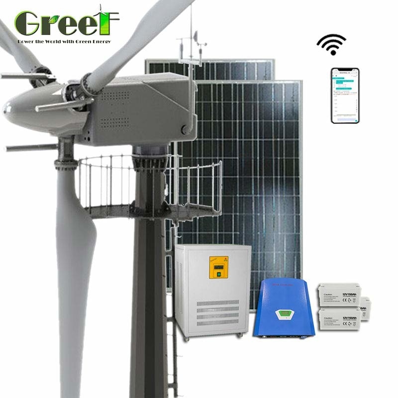 Baixa energia da velocidade do começo fora das lâminas de turbina eólica híbridas solares 30kw do controle de passo da grade